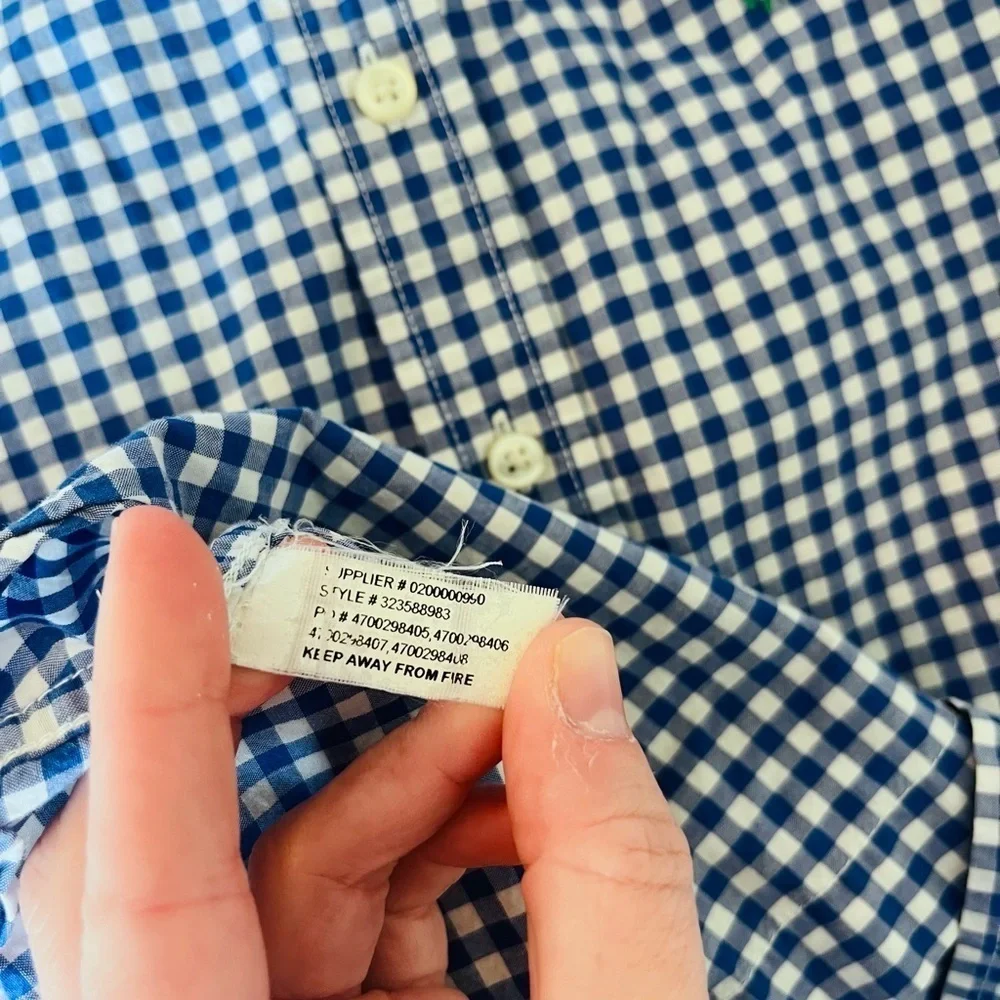 Ralph Lauren Blue and Green Gingham Button Down Shirt